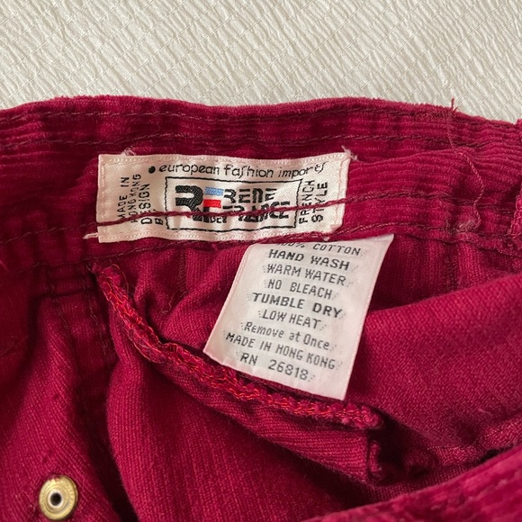 dark pink rene de france corduroy pants - Picture 3 of 3